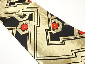 幾何学に花亀甲模様織り出し　丸帯